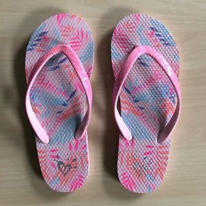 Justice Girls Pink Flip Flops Size YS 4-5